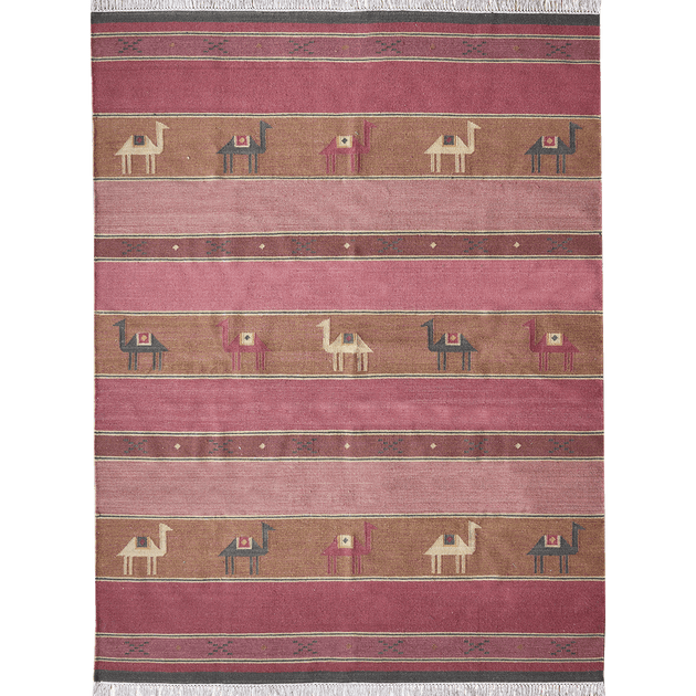 Hand-woven Wool Kilim - Pushkar Rose - Medium