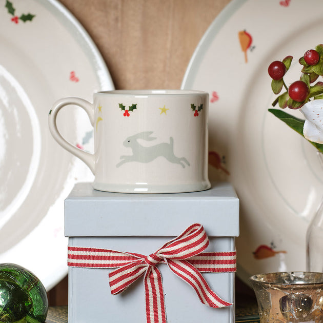 Grey Christmas Hares Small Mug