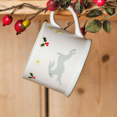 Grey Christmas Hares Small Mug