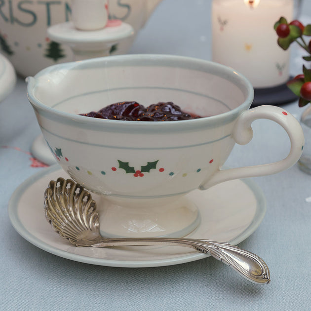Christmas Holly Sauce Boat and Saucer