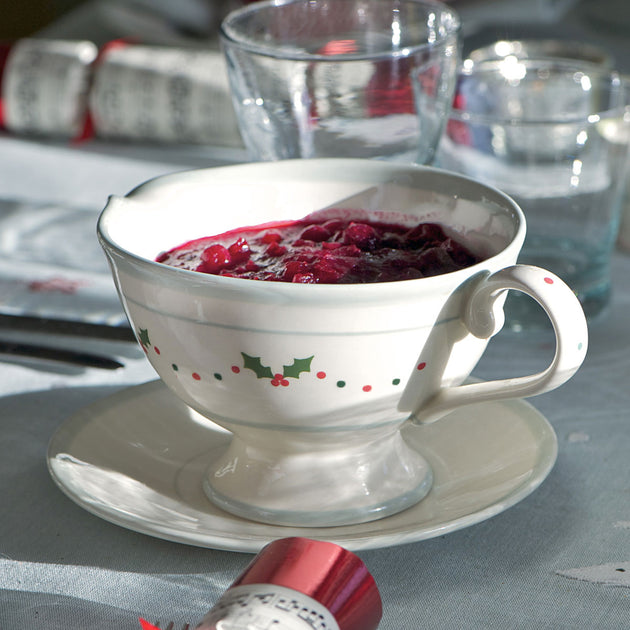 Christmas Holly Sauce Boat and Saucer