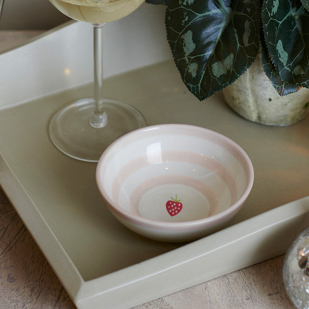 Pink Stripe Strawberry Mini Bowl/Teabag Holder