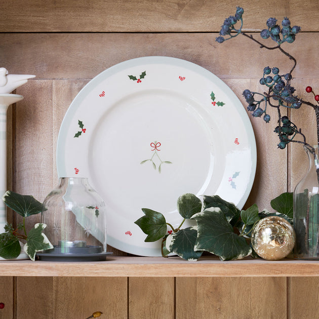 Christmas Holly & Hearts Decorative Plate