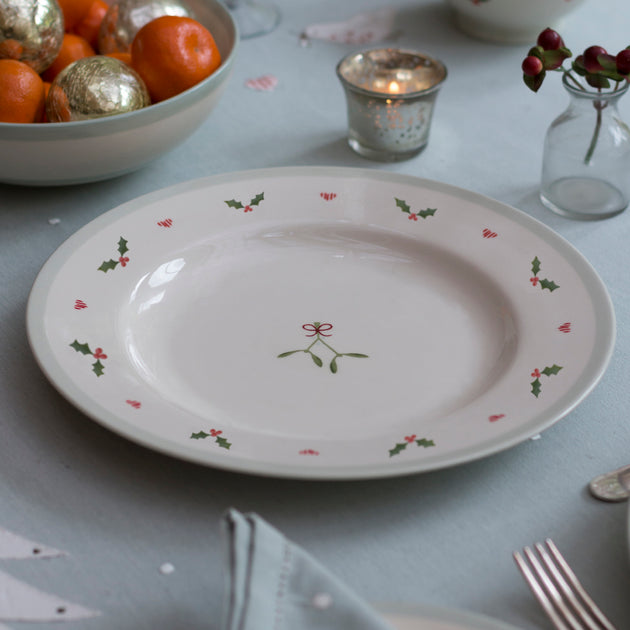 Christmas Holly & Hearts Decorative Plate