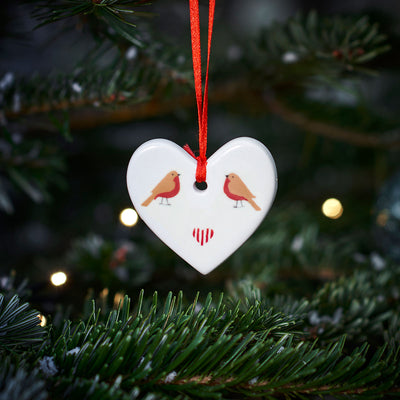 Robins &amp; Heart Christmas Decoration