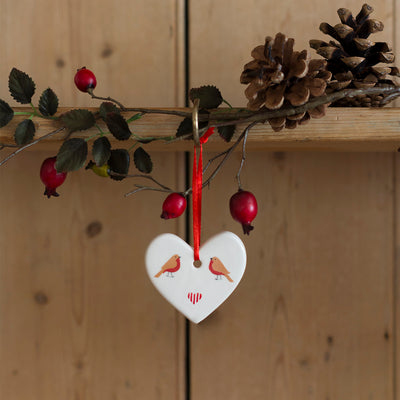 Robins &amp; Heart Christmas Decoration