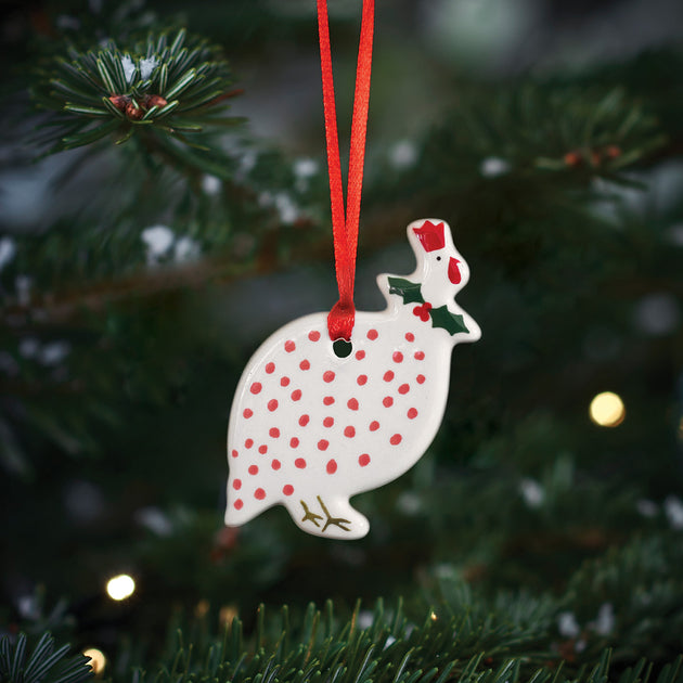 Red Spot Guinea Fowl Christmas Decoration