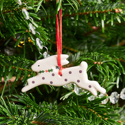 Charcoal Spot Hare Christmas Decoration