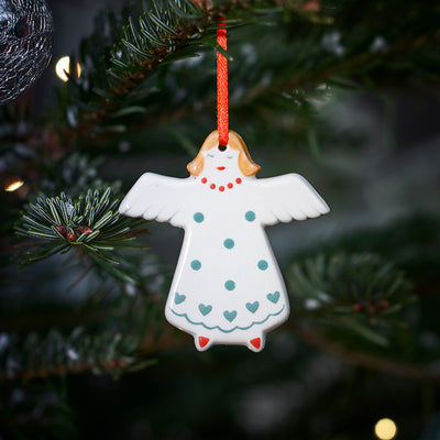 Blue Spot Angel Christmas Decoration