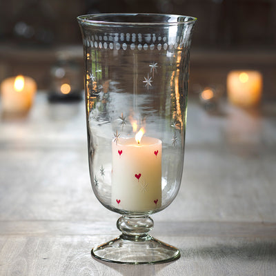 Tall Hand-engraved Hurricane Vase