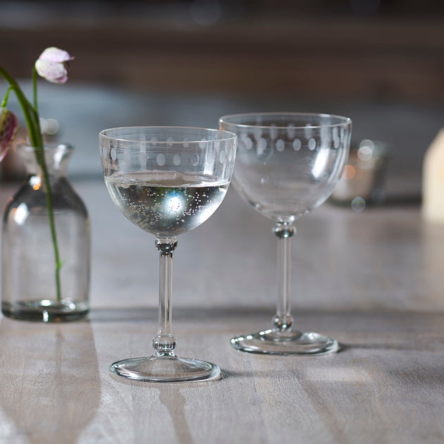 Hand-engraved Vintage Champagne Glass