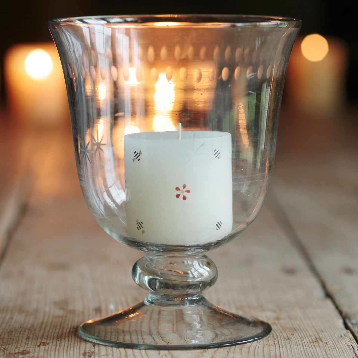 Bees &amp; Flowers Hand-painted Scented Pillar Candle 3"