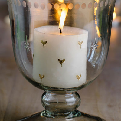 Gold Heart Hand-painted Scented Pillar Candle 3&quot;