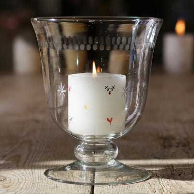 Hand-painted Holly Scented Pillar Candle 3&quot;