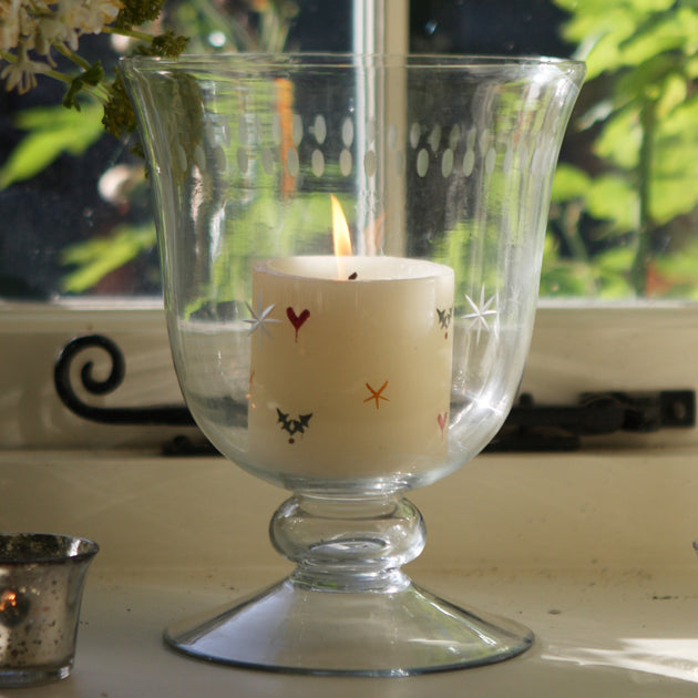 Hand-painted Holly Scented Pillar Candle 3"