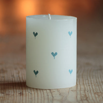 Blue Heart Hand-painted Scented Pillar Candle 4&quot;