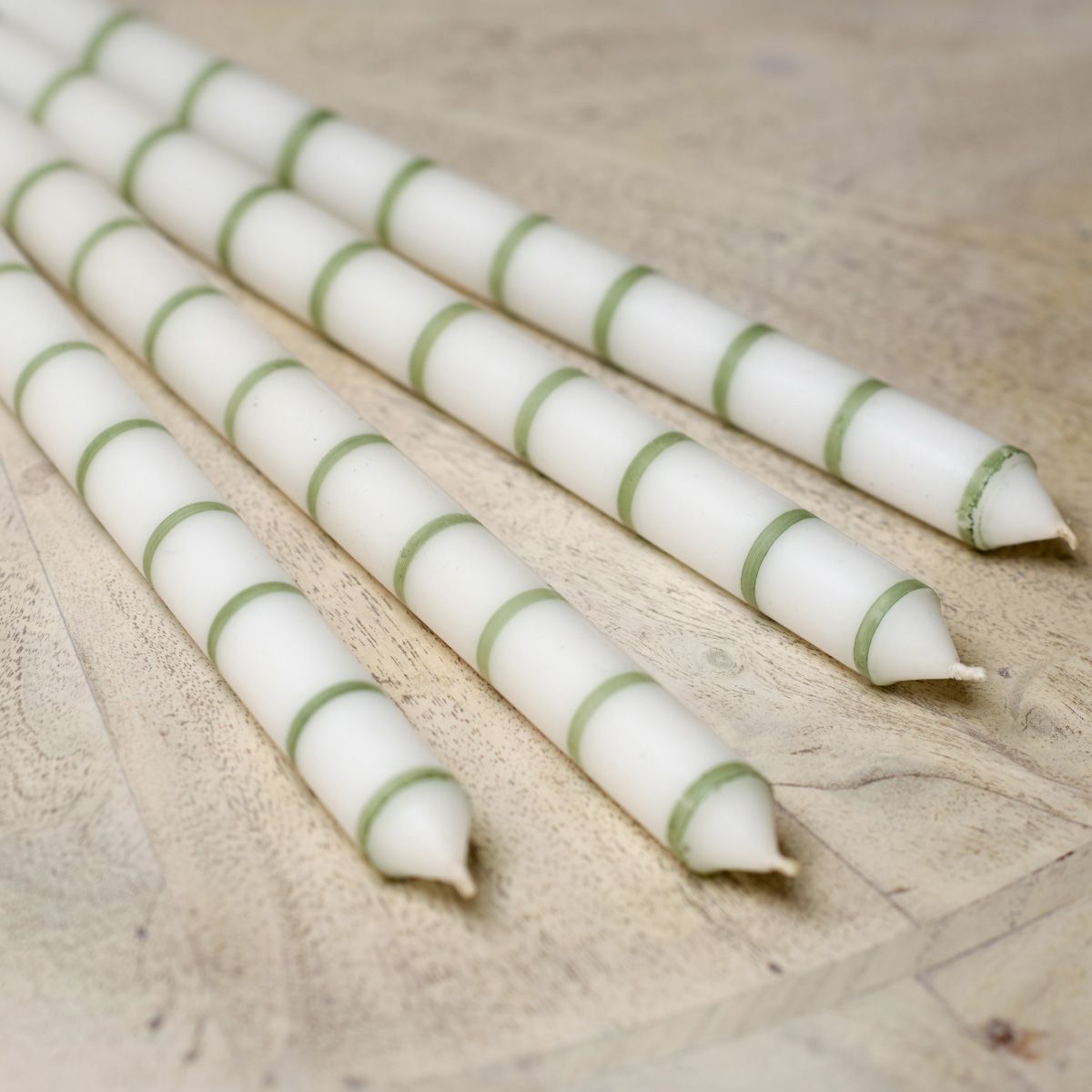 Green Thin Stripe Hand-painted Candle