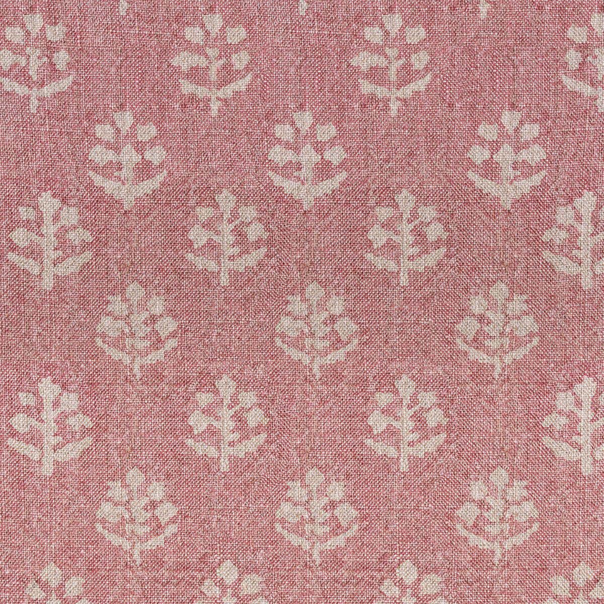 Hand-printed Reverse Red Earth Megha Rustic Linen Stonewashed Panel - 354RE