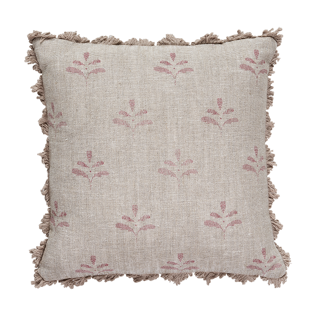 Red Leaf Rustic Linen Cushion