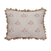 Red Leaf Rustic Linen Cushion with Tassels