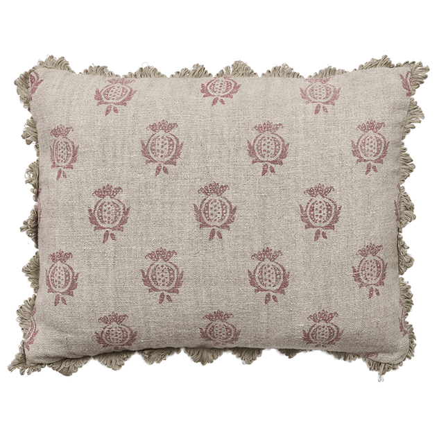 Red Pomegranate Rustic Linen Cushion