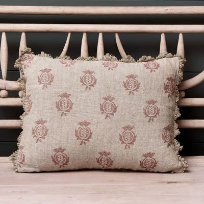 Red Pomegranate Rustic Linen Cushion