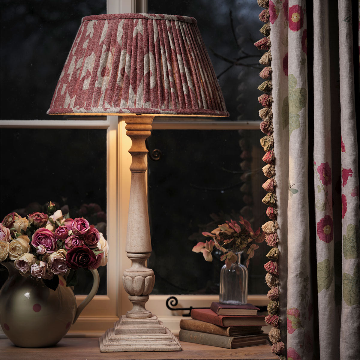 Red Sacha Pleated Linen Lampshade