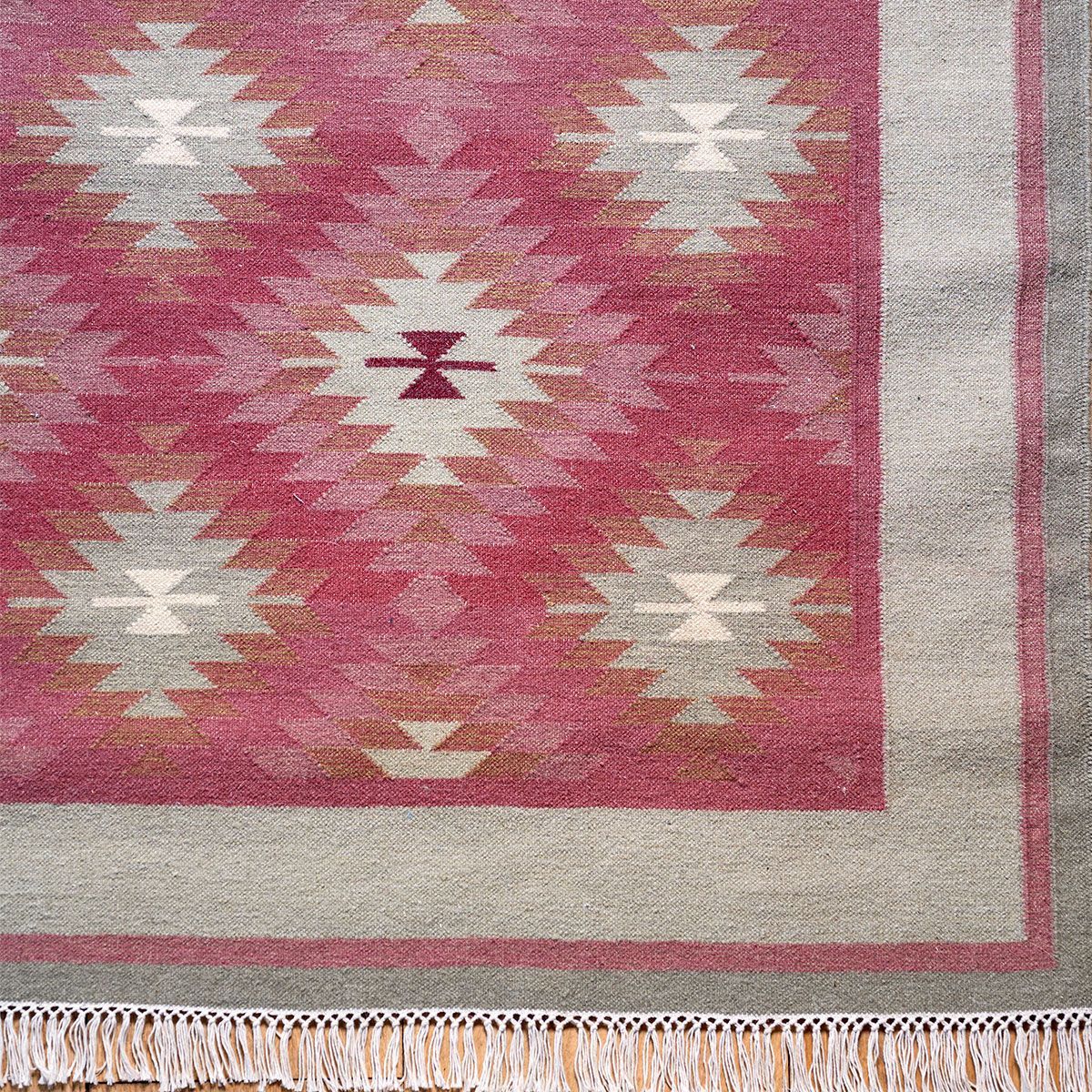 Blue Rose  Ragini - Wool Kilim Runner