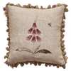 Rose Foxglove Rustic Linen Cushion with Tassels