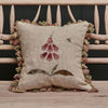 Rose Foxglove Rustic Linen Cushion with Tassels