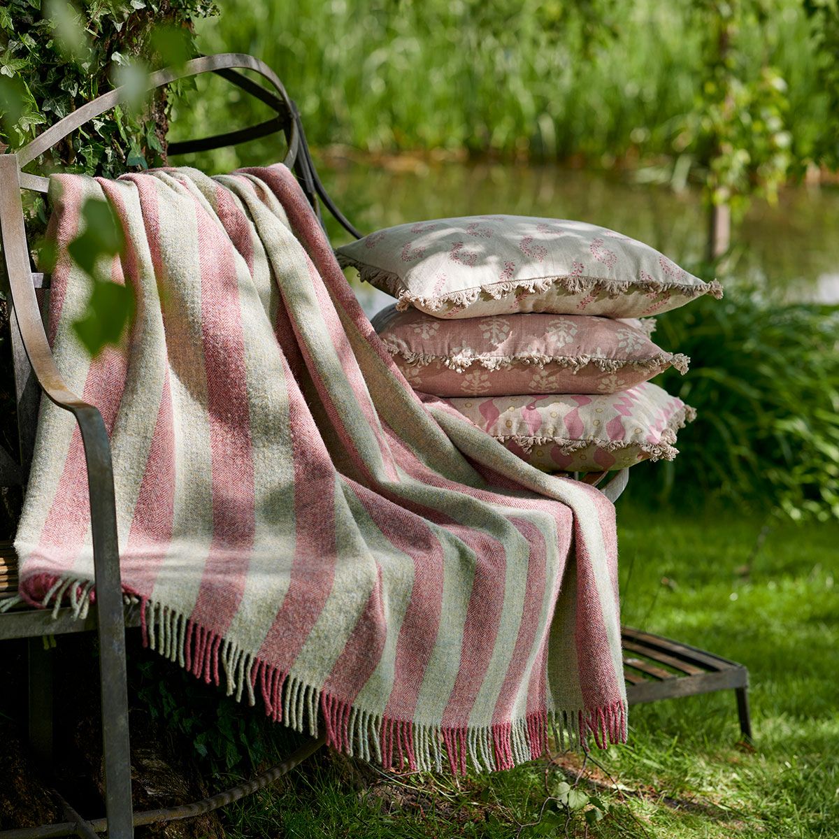 Rose Pearl Stripe Shetland Wool Throw - Large – Susie Watson Designs