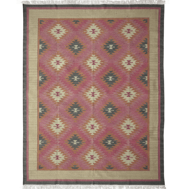 Hand-woven Wool Kilim - Rose Ragini - Medium