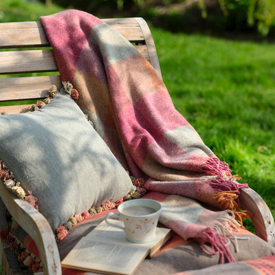 Rose Saffron Harlequin Shetland Wool Throw