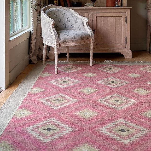 Hand-woven Wool Kilim -  Rose Shimla - Large