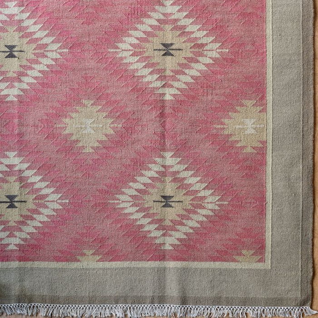 Hand-woven Wool Kilim -  Rose Shimla - Large