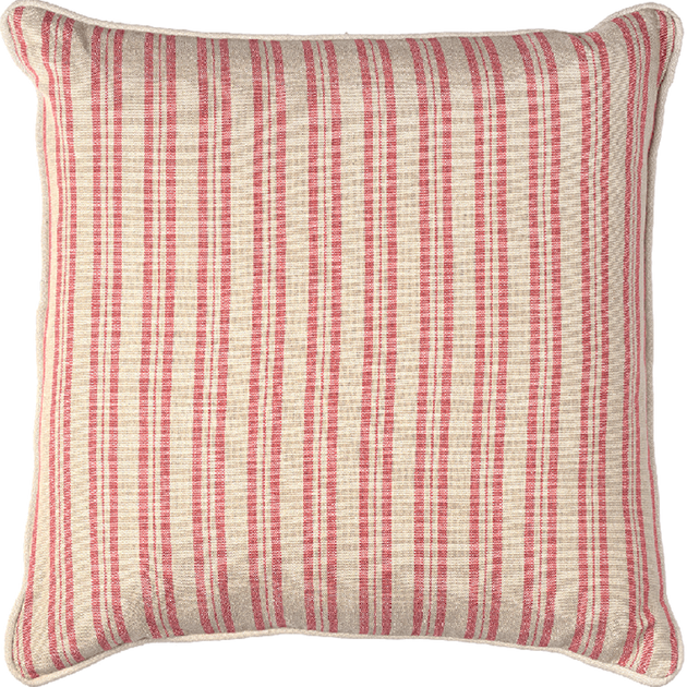 Rusty Rose Beech Ticking Stripe Cushion