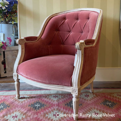 Ex-Display Large Buttoned Rusty Rose Velvet Library Chair