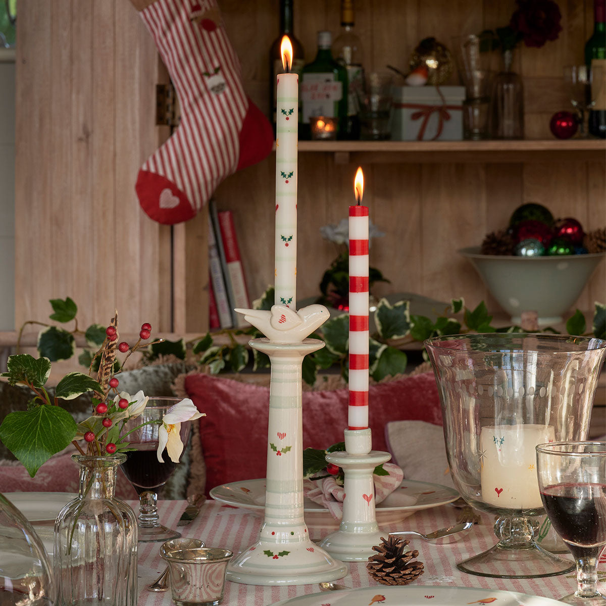 Christmas Holly Hand-painted Candle