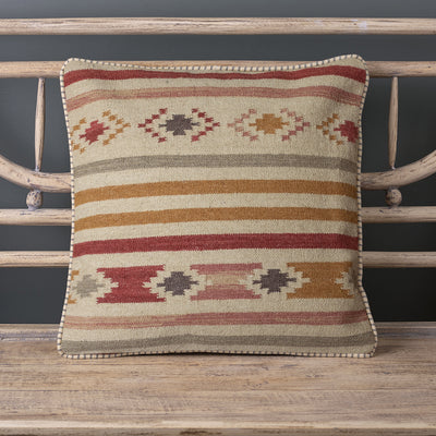 Saffron Stripe Kilim Cushion - Smokey Blue