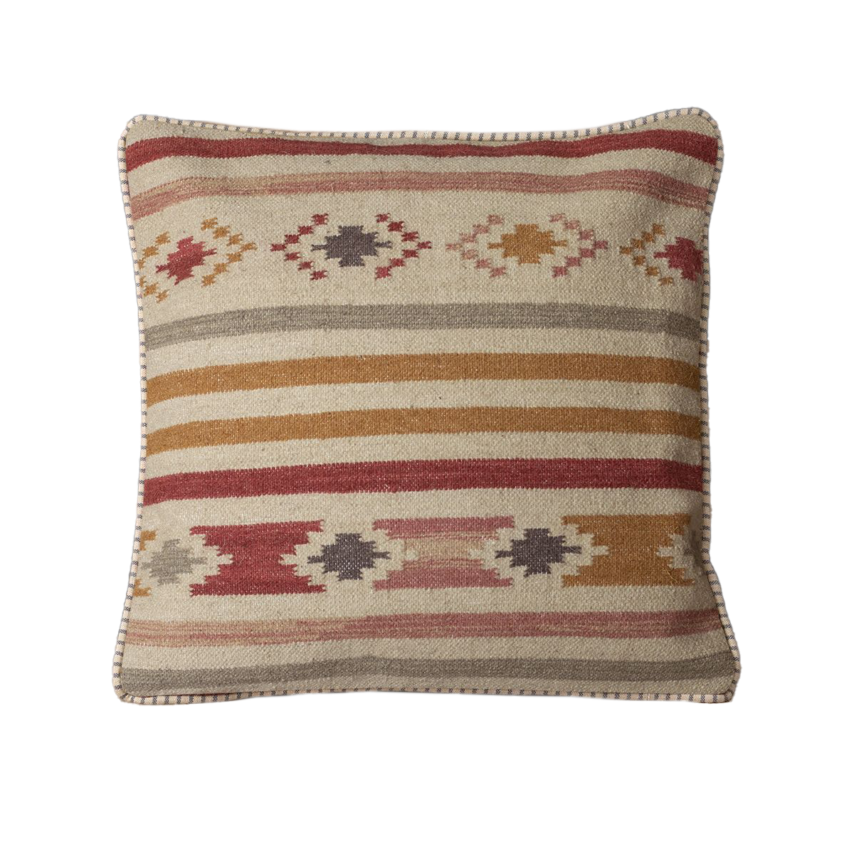 Saffron Stripe Kilim Cushion - Smokey Blue