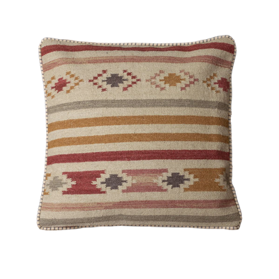 Saffron Stripe Kilim Cushion - Smokey Blue