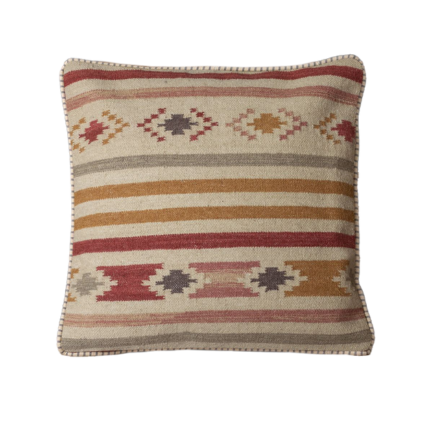 Saffron Stripe Kilim Cushion - Smokey Blue