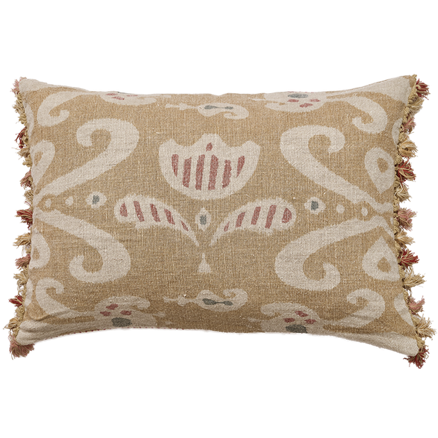 Saffron Tulipa Rustic Linen Cushion with Tassels