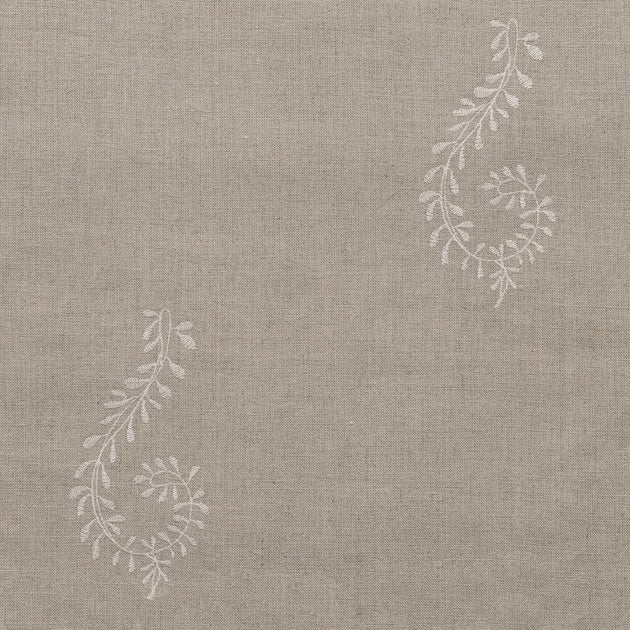 Small Sample of Ivory Shalini Embroidered Linen - Colour Variant
