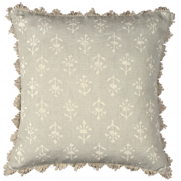 Large Smokey Blue Moonflower Linen Cushion