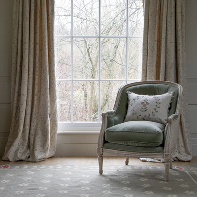 Large Buttoned Smokey Green Velvet Library Chair