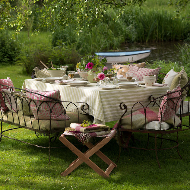 Summer Green Cambridge Stripe Tablecloth - Small