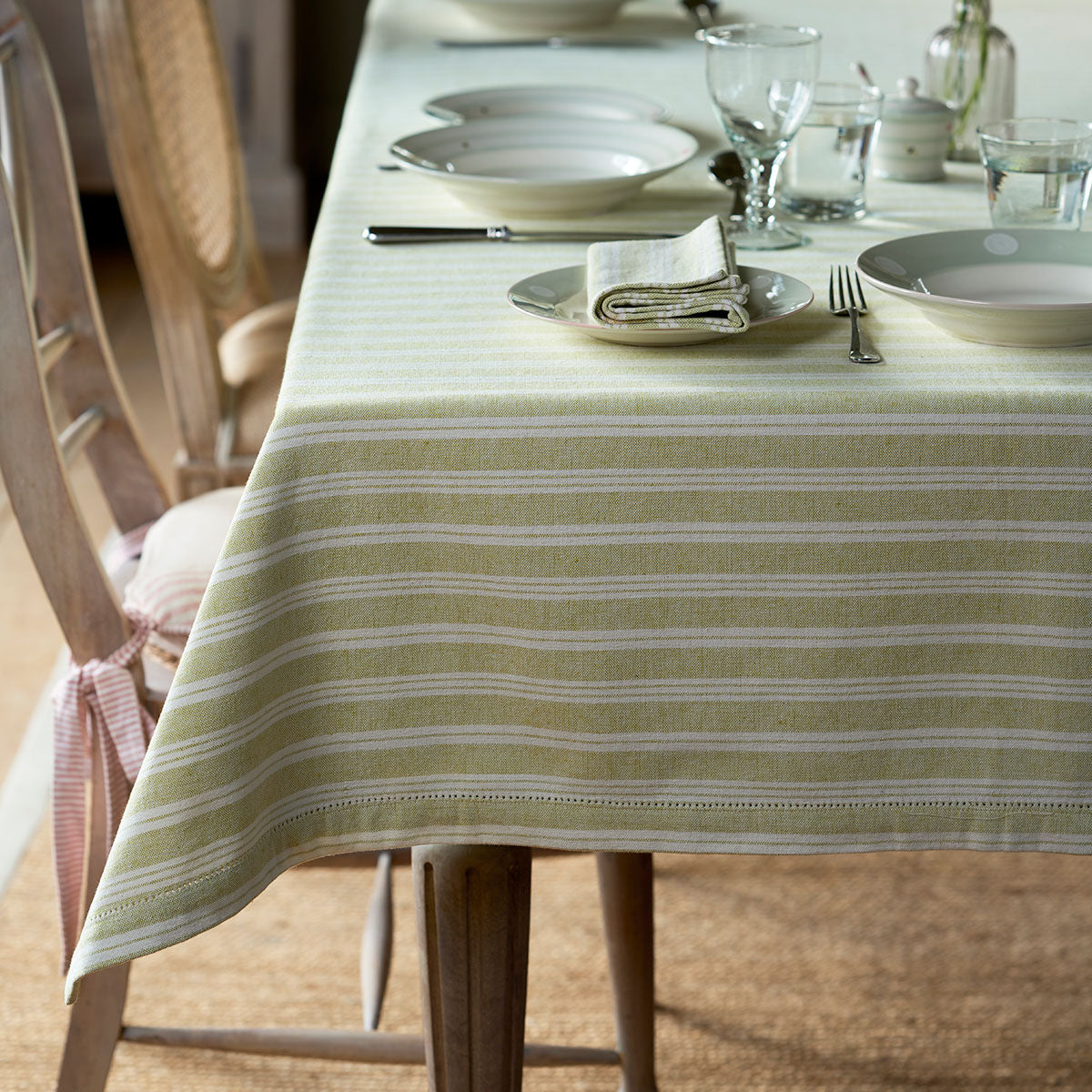 Summer Green Cambridge Stripe Tablecloth