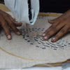 Guinea Fowl Pair Embroidered Linen Cushion