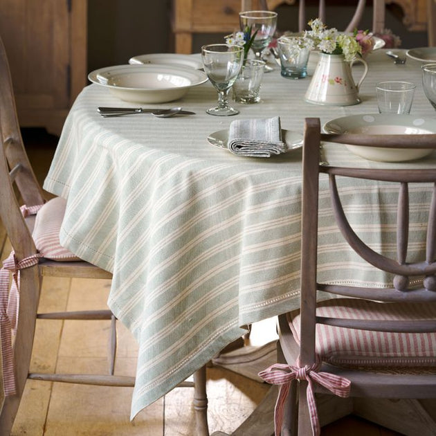 Duck Egg Cambridge Stripe Tablecloth - Square